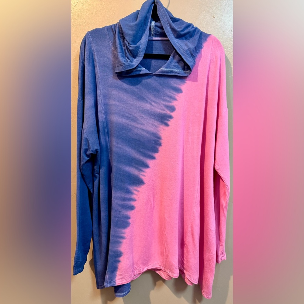 Lane Bryant Pink and Blue Asymmetrical Hoodie